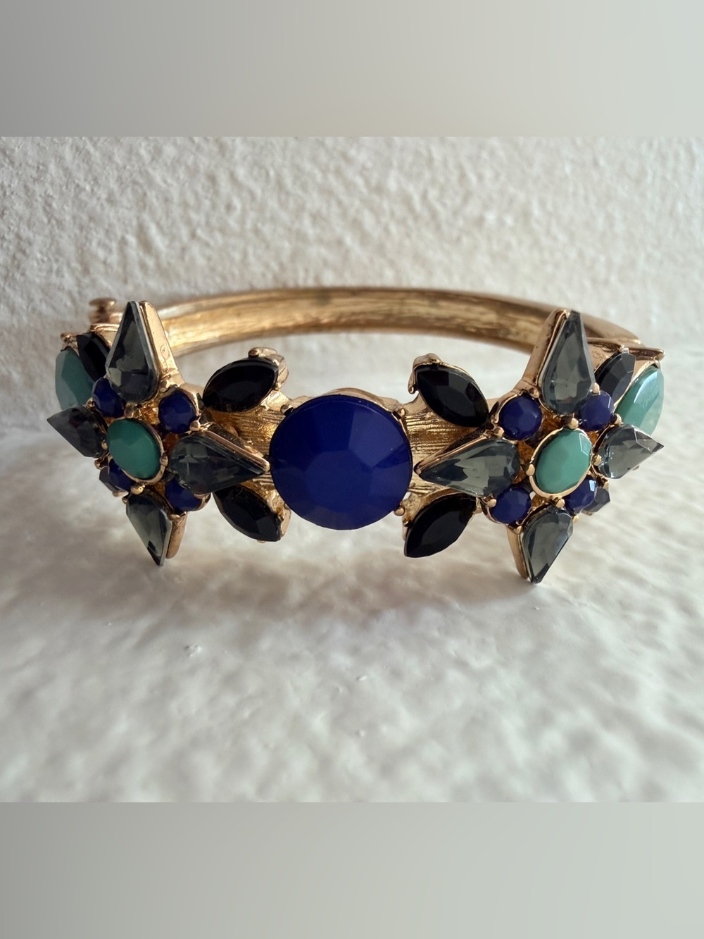 Cara NY Turquoise Cobalt Crystal Gold Cuff Bracelet